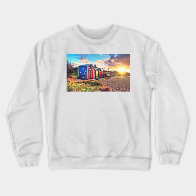 Warm Sunset over the Beach Landscape Crewneck Sweatshirt by Design A Studios